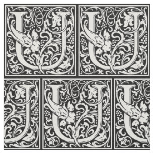 Bokstav U medeltida monogram Art Nouveau Tyg