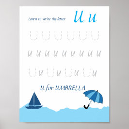 Bokstav U Spårningsaffisch för Barn Poster
