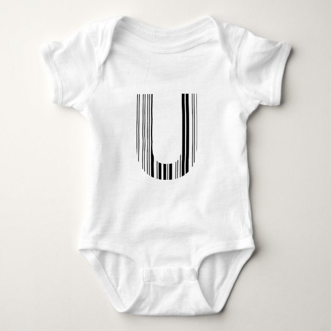 BOKSTAV U STreckKod Första Initial Streckkodsmönst T-shirt (Framsida)