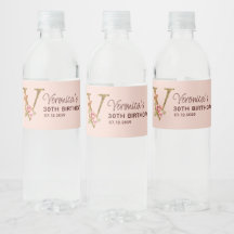 Bokstav V Guldmonogram rosor i rosa färg