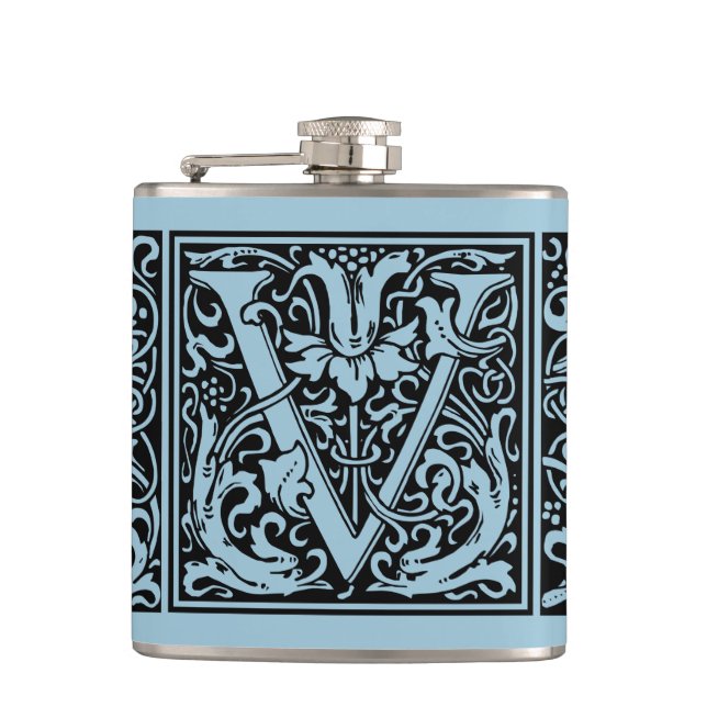 Bokstav V medeltida monogram Art Nouveau Fickplunta (Framsidan)