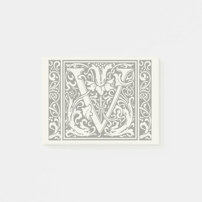 Bokstav V medeltida monogram Art Nouveau Post-it Block (Framsida)