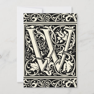 Bokstav W Medeltida Monogram Art Nouveau Inbjudningar