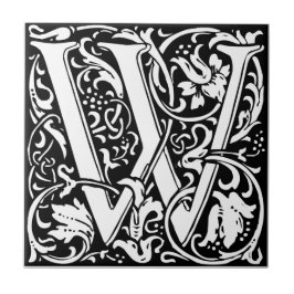 Bokstav W medeltida monogram Art Nouveau Kakelplatta
