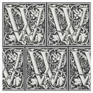 Bokstav W medeltida monogram Art Nouveau Tyg