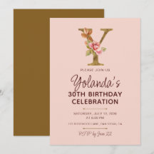 Bokstav Y Guldmonogram Rosa Rosor