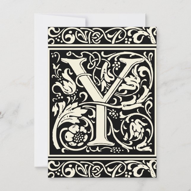 Bokstav Y medeltida monogram Art Nouveau Inbjudningar (Framsida)