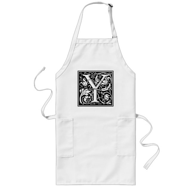 Bokstav Y medeltida monogram Art Nouveau Långt Förkläde (Framsidan)