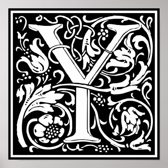 Bokstav Y medeltida monogram Art Nouveau Poster (Framsidan)