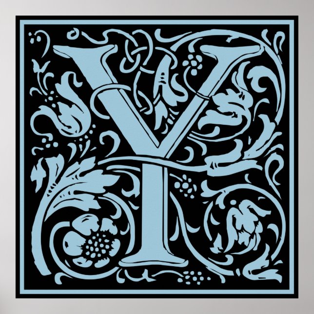 Bokstav Y medeltida monogram Art Nouveau Poster (Framsidan)