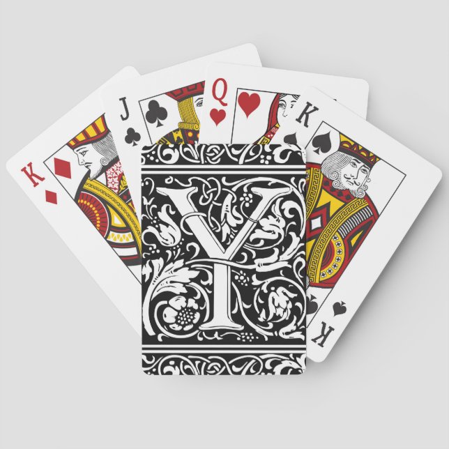 Bokstav Y medeltida monogram Art Nouveau Spelkort (Baksidan)