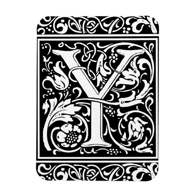 Bokstav Y medeltida monogram vintage initial Magnet (Vertikal)