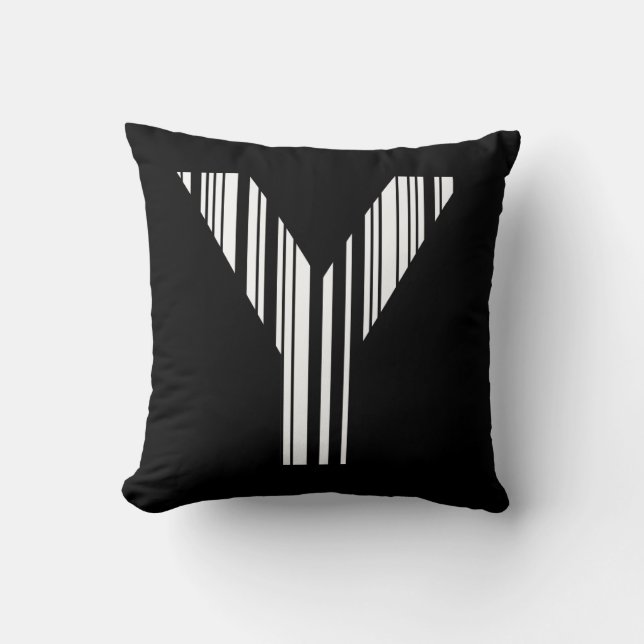 BOKSTAV Y STreckKod Första Initial Streckkodsmönst Kudde (Framsida)