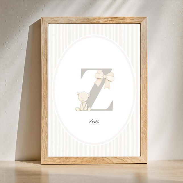 Bokstav Z Barnkammare Väggkonst - Anpassad Bebis N (Letter Z Nursery Wall Art - Custom Baby Name Print)