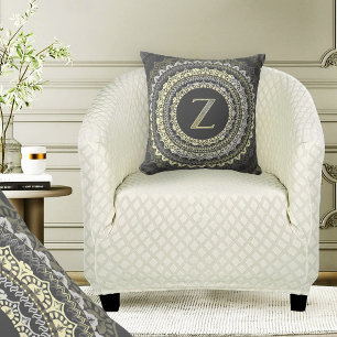 Bokstav Z Monogram Vintage Symmetriskt Mönster Kudde