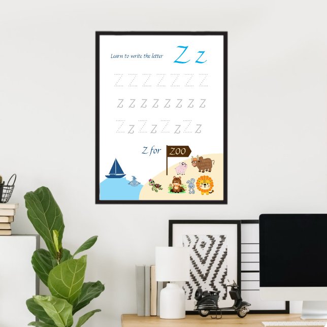 Bokstav Z Spårningsaffisch för Barn Poster (Skapare uppladdad)