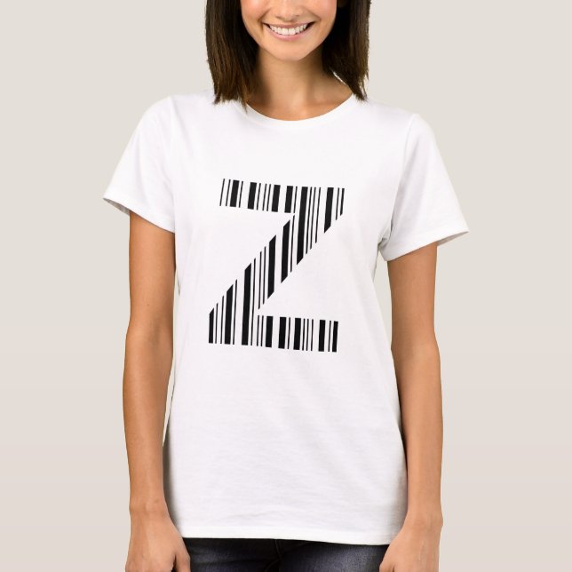 BOKSTAV Z STRECKKOD Första initiala streckkodsmöns Tee Shirt (Framsida)