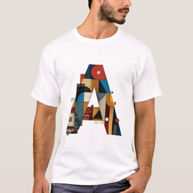 Bokstaven A – Färgblock Mid-Century Monogram T Shirt (Framsida)