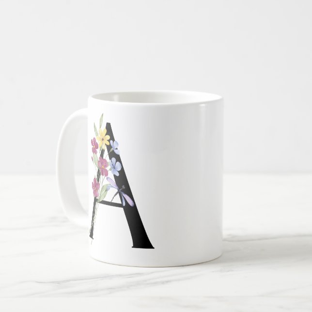 Bokstaven A med blommor Kaffemugg (Framsida vänster)