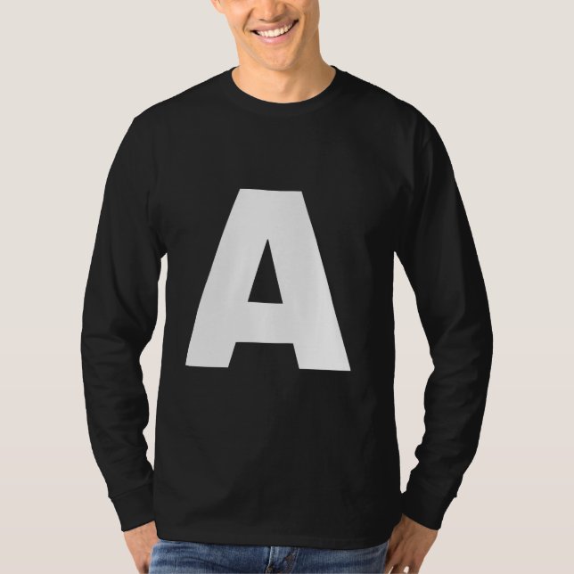 Bokstaven A Versal Vanlig Vit Fet Text T Shirt (Framsida)