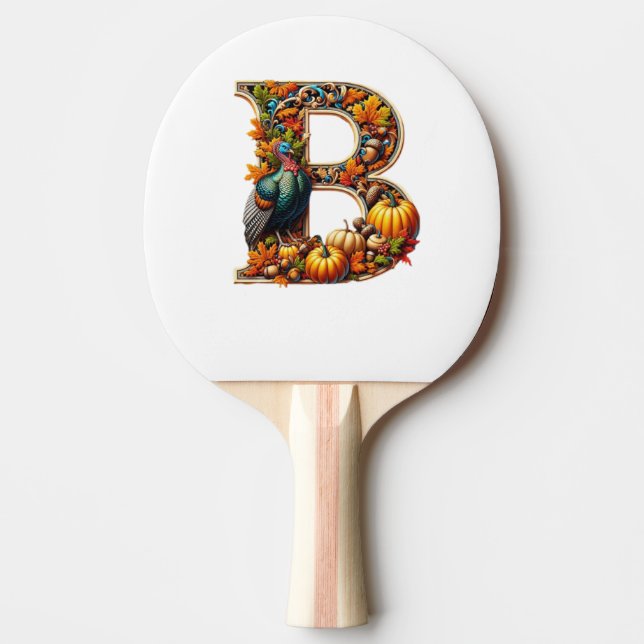 Bokstaven B i Thanksgiving-stil Pingisracket (Framsidan)