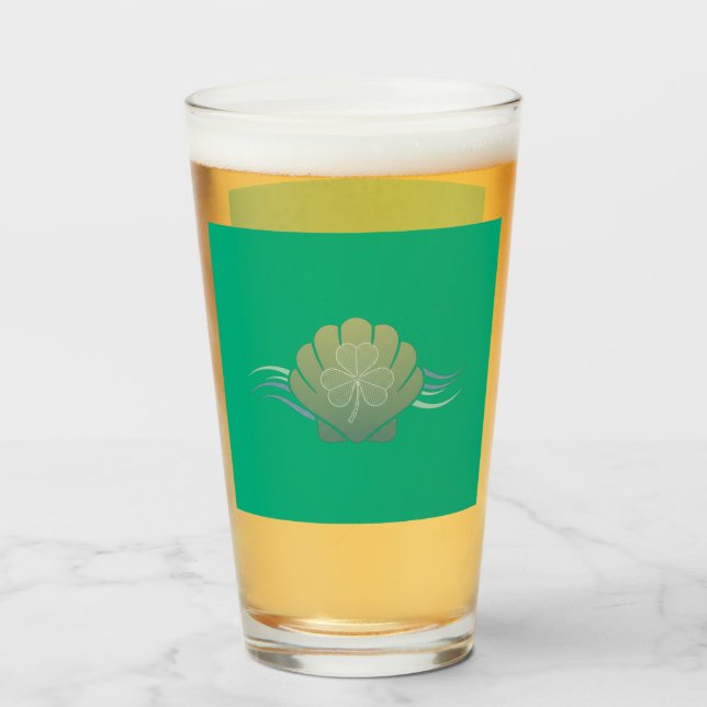 Bokstaven B Shamrock Grön Ölbricka - St. Patrick Glaskopp (Framsida fylld)