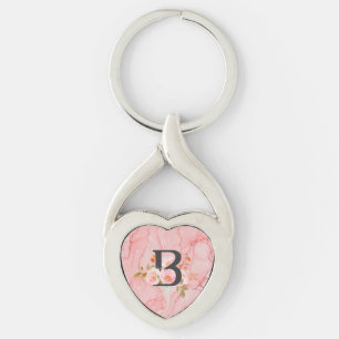 Bokstaven B Twisted Heart Silverfärgad Nyckelring