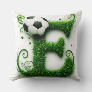 ⚽ Bokstaven E Fotboll Gräs Topiary Sport Dekor 🌿 Kudde