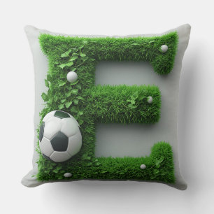 ⚽ Bokstaven E Fotboll Gräs Topiary Sport Dekor 🌿 Kudde