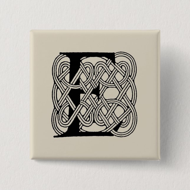 Bokstaven E Monogram Vintage Keltisk Knuttryck Knapp (Framsida)