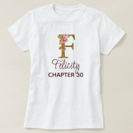 Bokstaven F Guldmonogram Rosa Rosor Födelsedag T Shirt