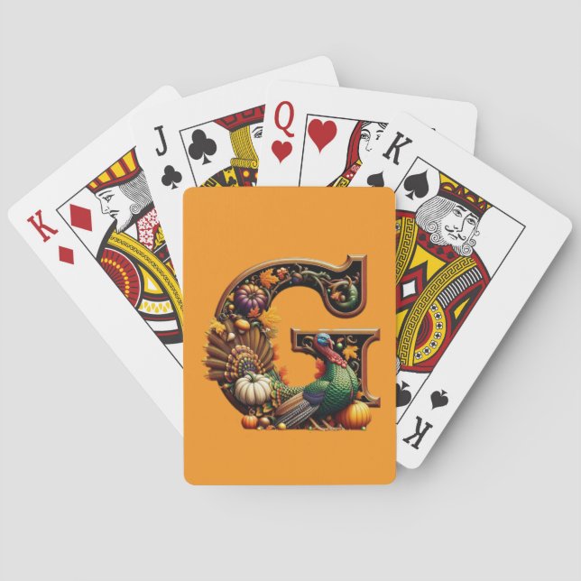 Bokstaven G Thanksgiving-stil  Casinokort (Baksidan)