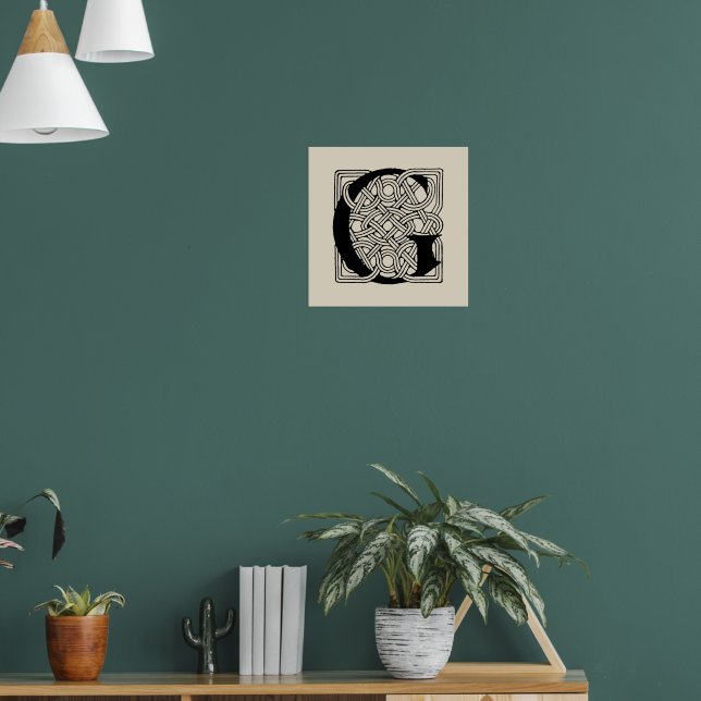Bokstaven G Vintage Celtic Knot Monogram Poster (Vardagsrum 1)
