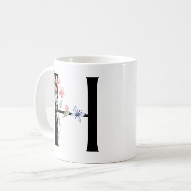 Bokstaven H med blommor Kaffemugg (Framsida vänster)