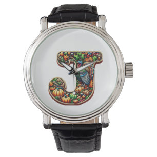 Bokstaven J Thanksgiving stil gåva Armbandsur