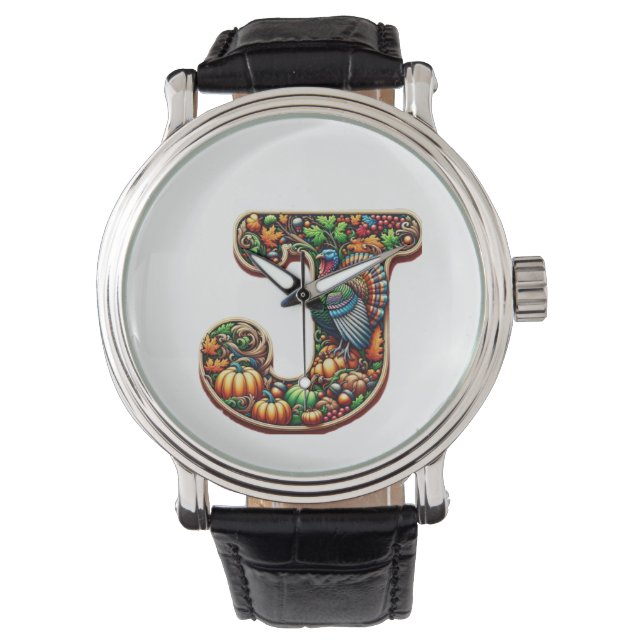 Bokstaven J Thanksgiving stil gåva  Armbandsur (Framsida)