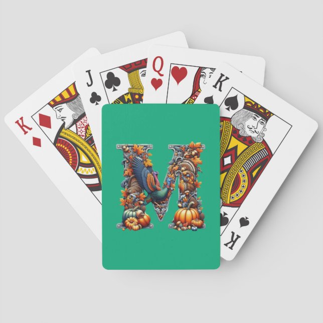 Bokstaven m i Thanksgiving-stil  Casinokort (Baksidan)