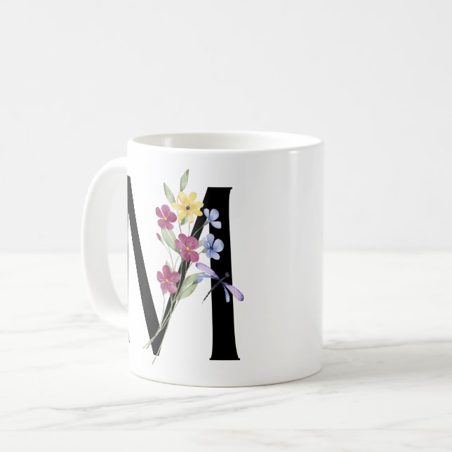 Bokstaven M med blommor Kaffemugg (Framsida vänster)