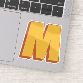 Bokstaven M Monogram, Fet 3D Typsnitt Initial  Klistermärken