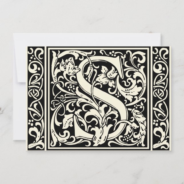 Bokstaven S Medeltida Monogram Art Nouveau Inbjudningar (Framsida)