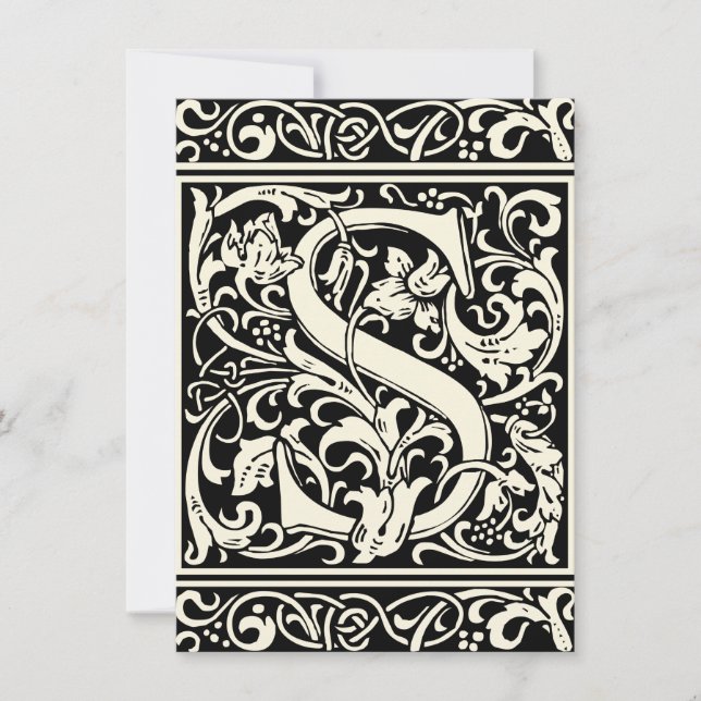 Bokstaven S Medeltida Monogram Art Nouveau Inbjudningar (Framsida)