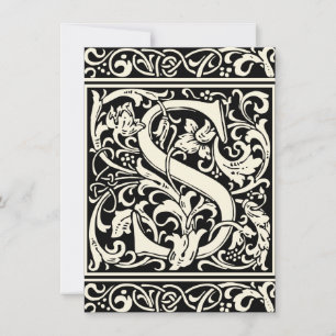 Bokstaven S Medeltida Monogram Art Nouveau Inbjudningar