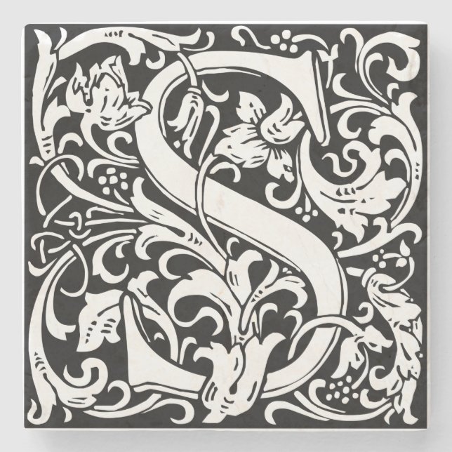 Bokstaven S medeltida monogram Art Nouveau Underlägg Sten (Framsidan)