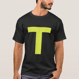 Bokstaven T i gult på grön kostym Halloween-del Shirt