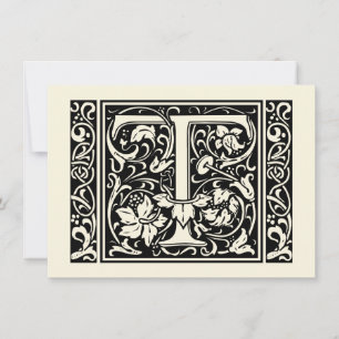Bokstaven T Medeltida Monogram Art Nouveau Inbjudningar
