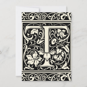 Bokstaven T Medeltida Monogram Art Nouveau Inbjudningar