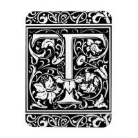 Bokstaven T Medeltida Monogram Art Nouveau
