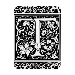 Bokstaven T Medeltida Monogram Art Nouveau Magnet