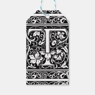 Bokstaven T Medeltida Monogram Art Nouveau Presentetikett