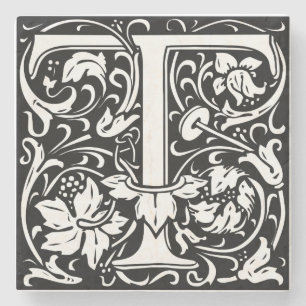Bokstaven T Medeltida Monogram Art Nouveau Stenunderlägg